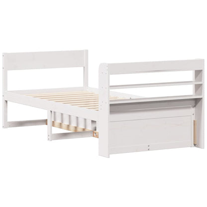 Bedframe zonder matras massief grenenhout wit 90x200 cm