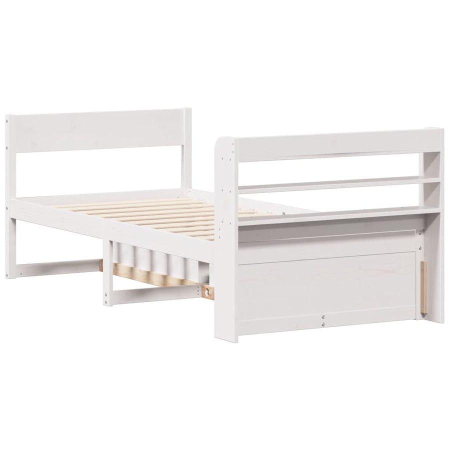 Bedframe zonder matras massief grenenhout wit 90x200 cm