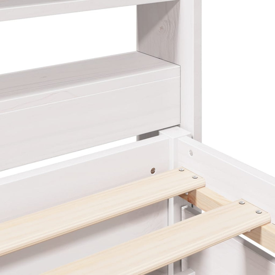 Bedframe zonder matras massief grenenhout wit 90x200 cm