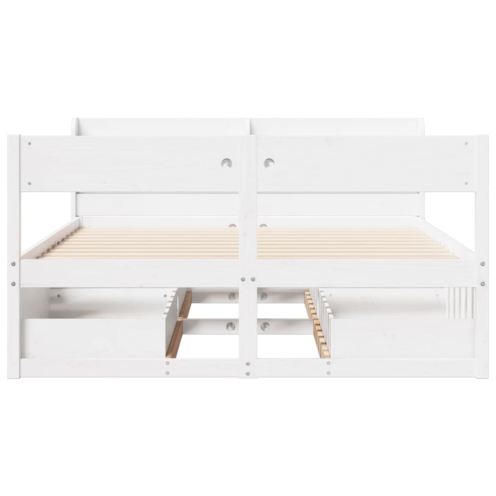 Bedframe zonder matras massief grenenhout wit 140x190 cm