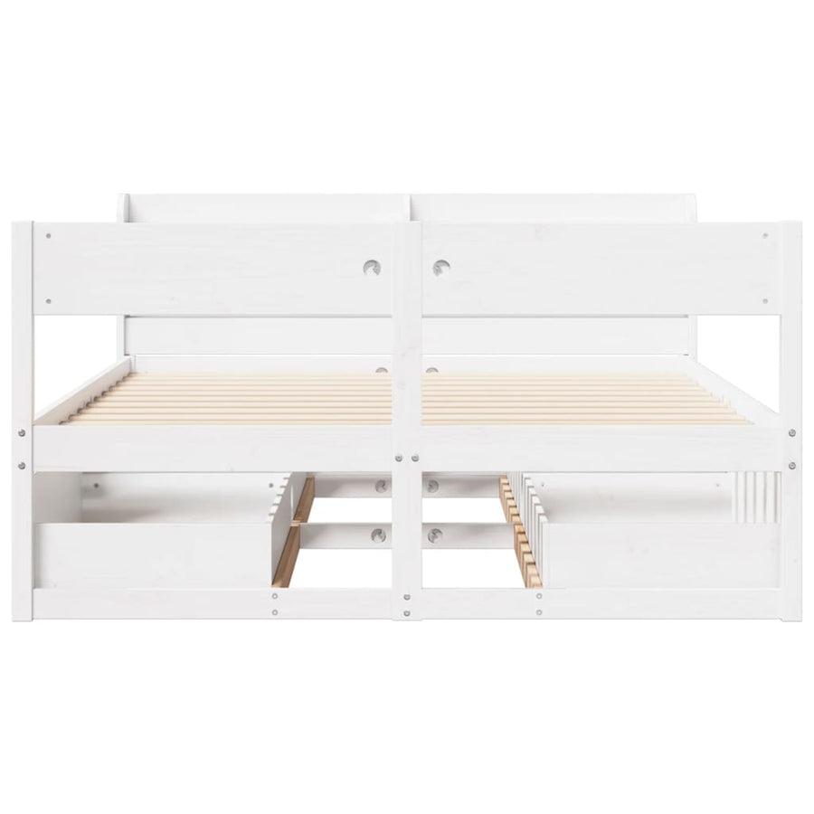 Bedframe zonder matras massief grenenhout wit 140x190 cm