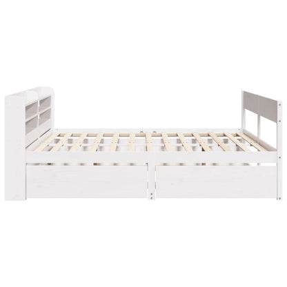 Bedframe zonder matras massief grenenhout wit 140x190 cm
