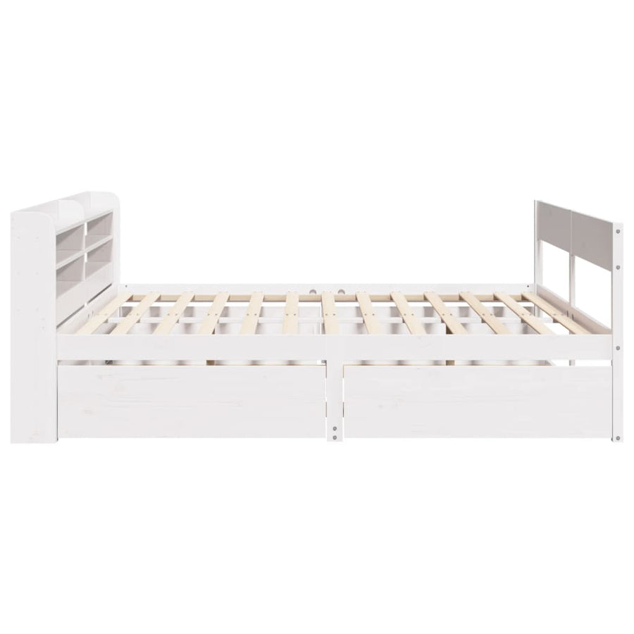 Bedframe zonder matras massief grenenhout wit 140x190 cm