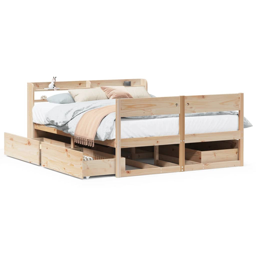 Bedframe zonder matras massief grenenhout 135x190 cm