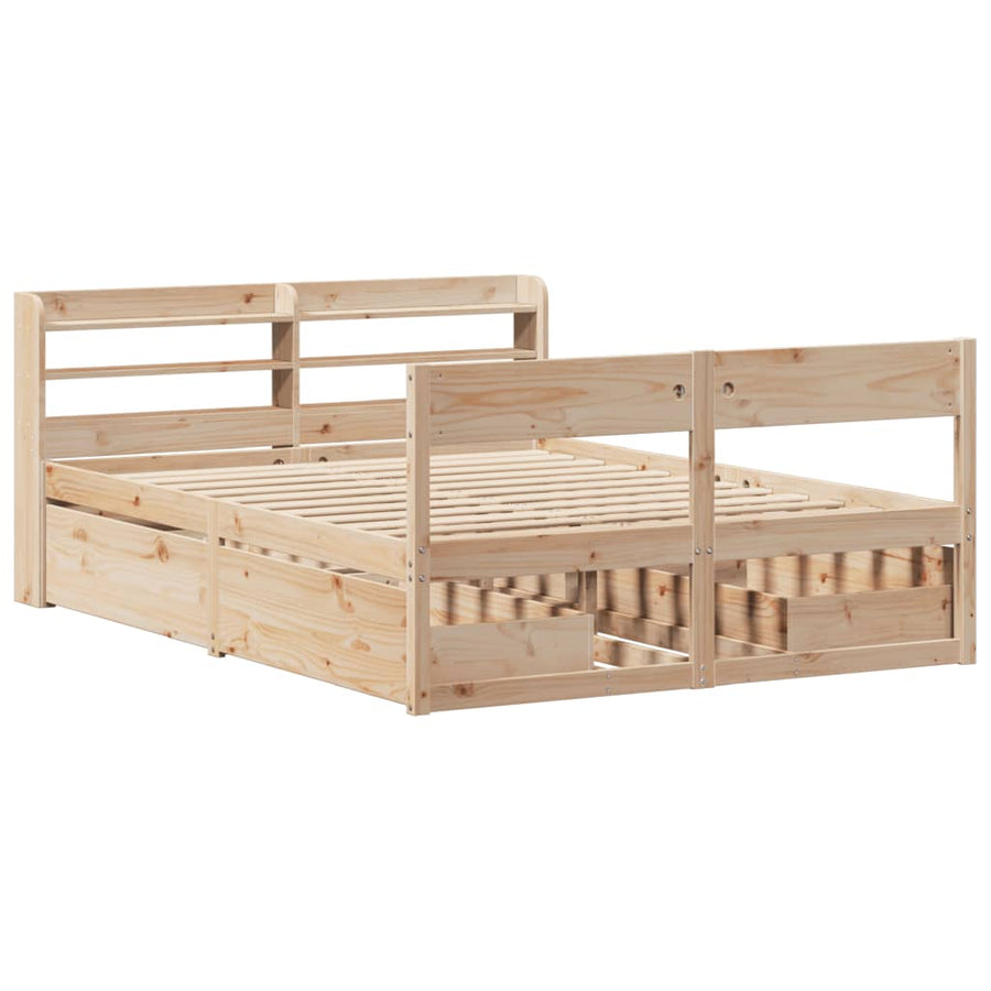 Bedframe zonder matras massief grenenhout 135x190 cm