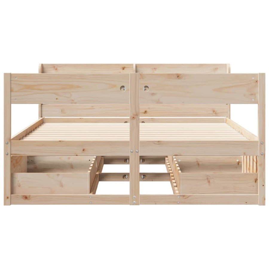 Bedframe zonder matras massief grenenhout 135x190 cm
