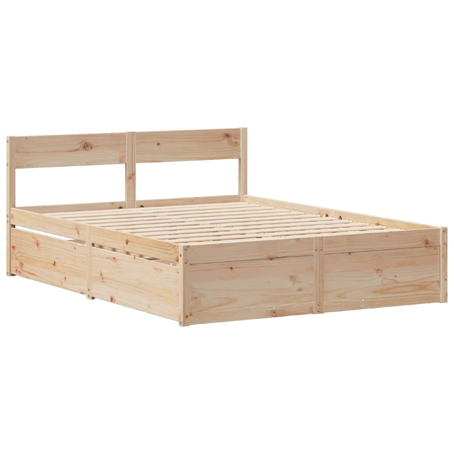 Bedframe zonder matras massief grenenhout 135x190 cm