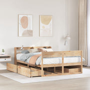 Bedframe massief grenenhout 135x190 cm met lades
