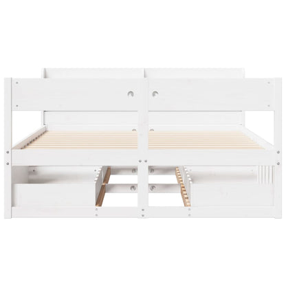 Bedframe zonder matras massief grenenhout wit 135x190 cm