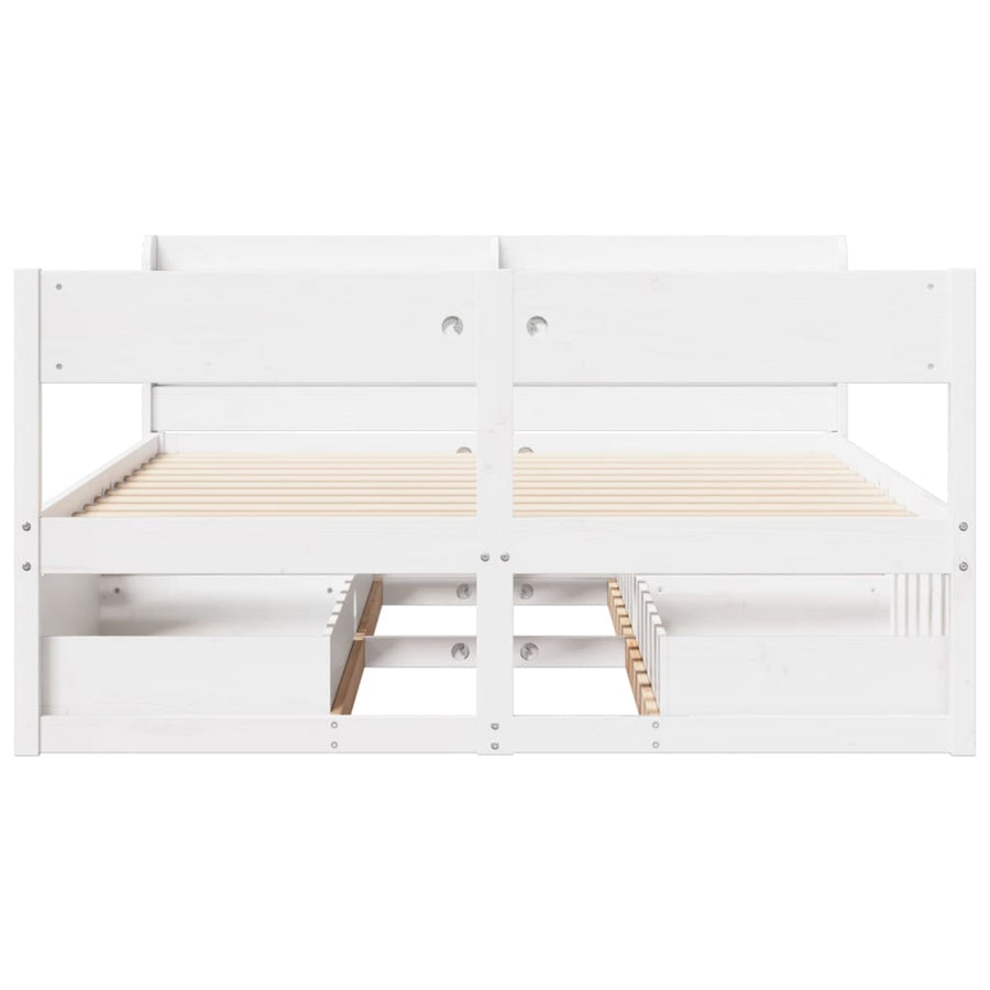 Bedframe zonder matras massief grenenhout wit 135x190 cm
