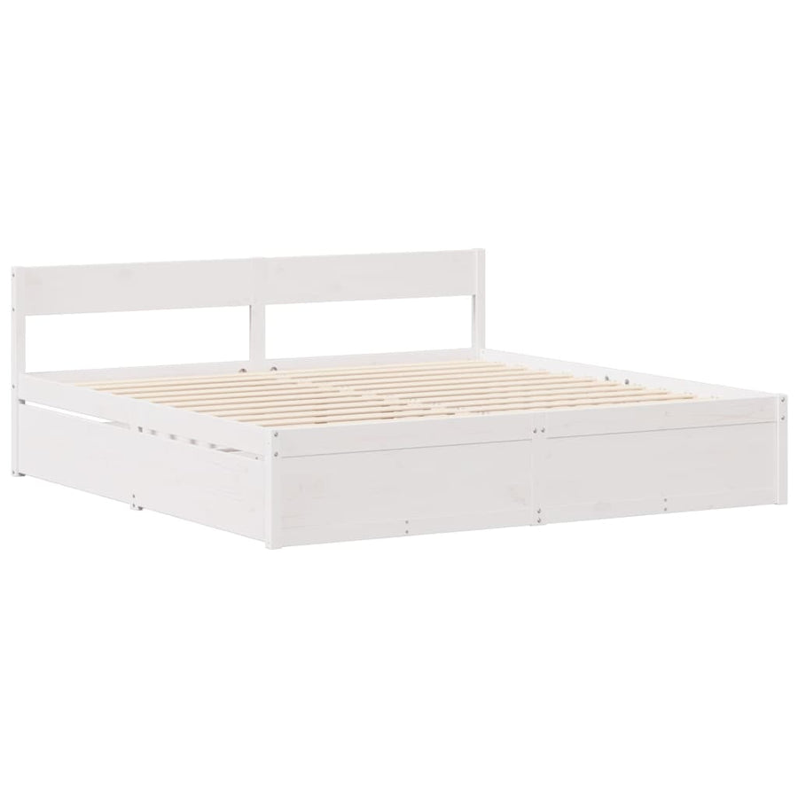 Bedframe zonder matras massief grenenhout wit 135x190 cm