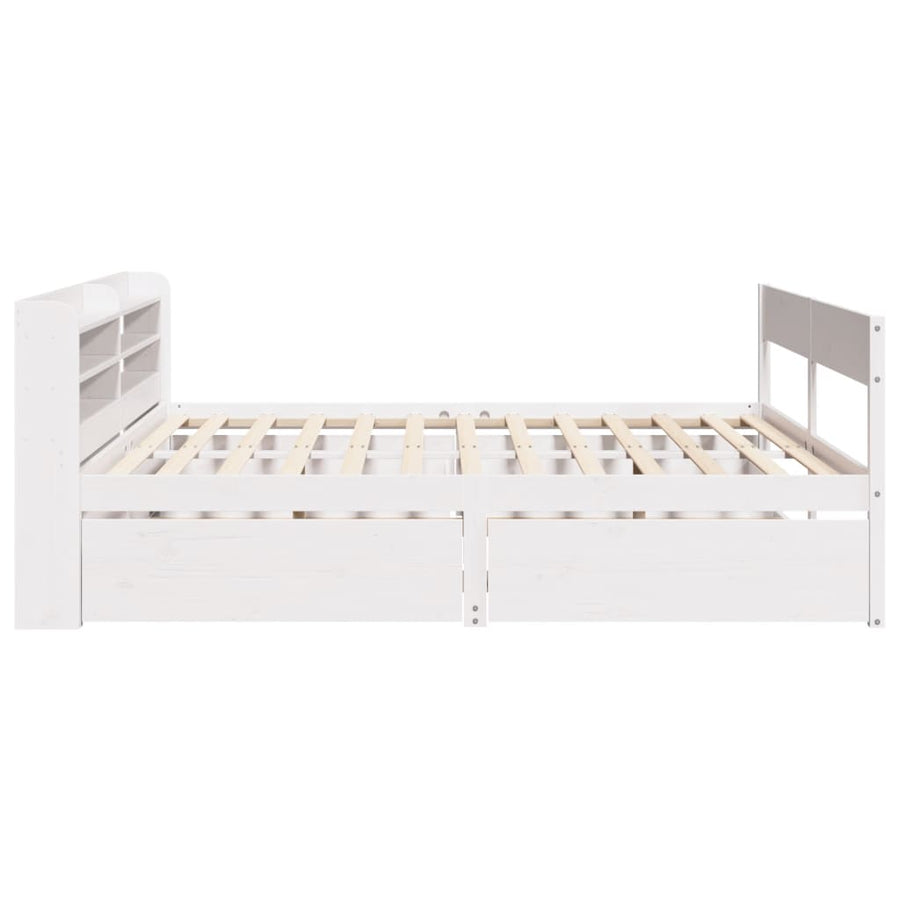 Bedframe zonder matras massief grenenhout wit 135x190 cm