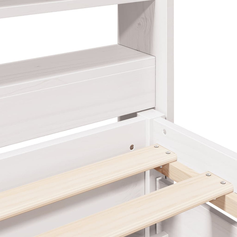 Bedframe zonder matras massief grenenhout wit 135x190 cm