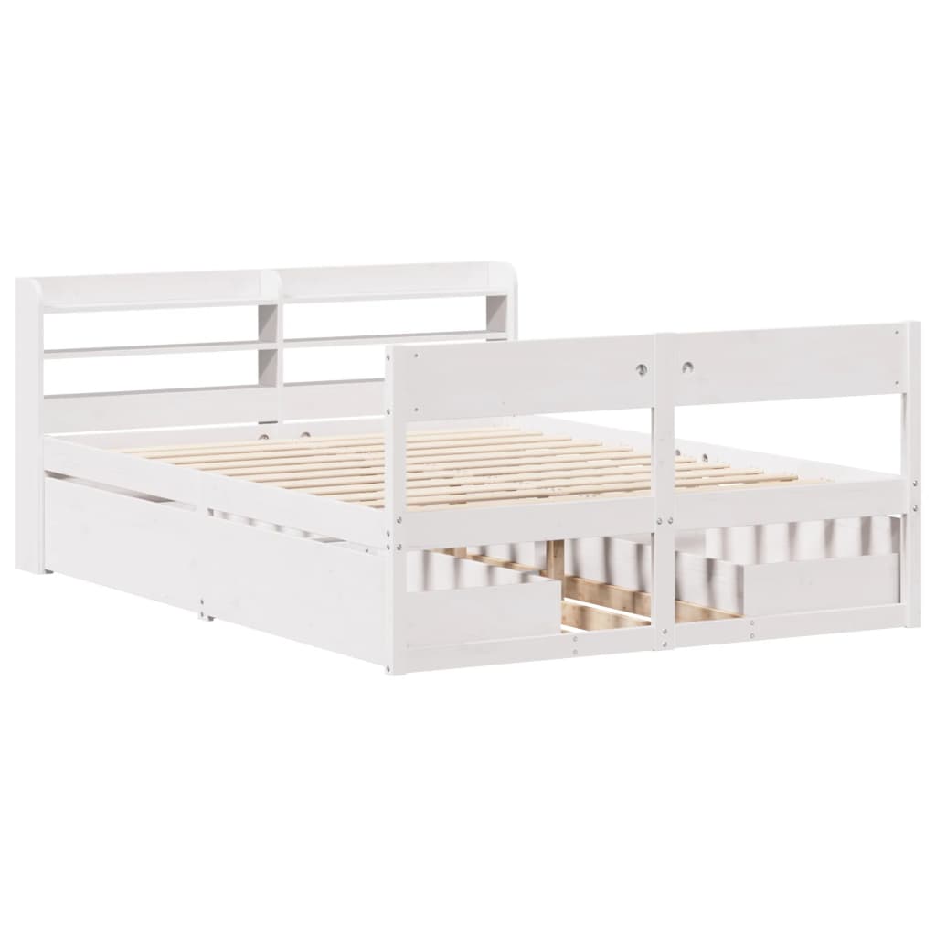 Bedframe zonder matras massief grenenhout wit 120x190 cm