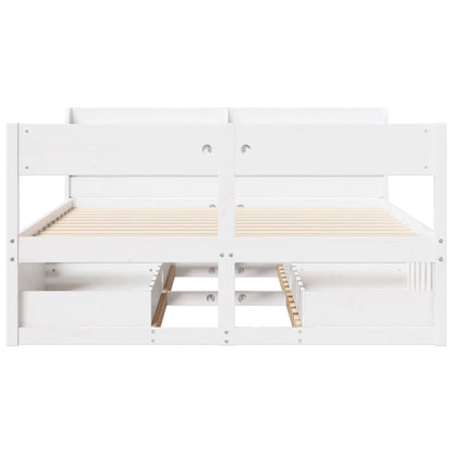 Bedframe zonder matras massief grenenhout wit 120x190 cm