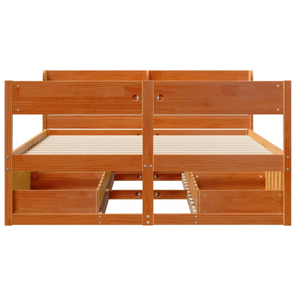 Bedframe zonder matras massief grenenhout wasbruin 120x190 cm