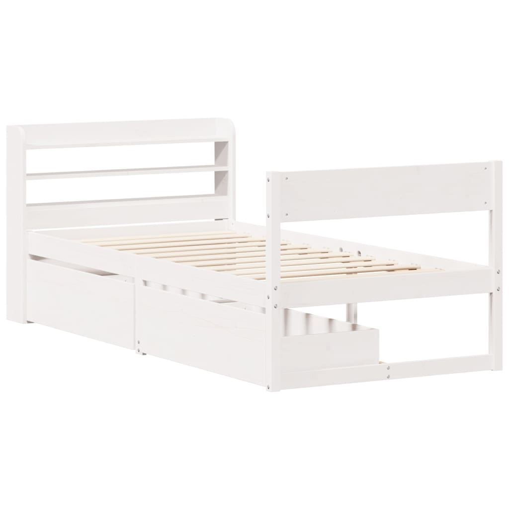 Bedframe zonder matras massief grenenhout wit 90x190 cm