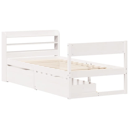 Bedframe zonder matras massief grenenhout wit 90x190 cm