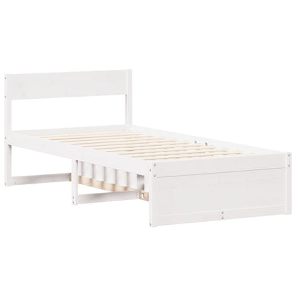 Bedframe zonder matras massief grenenhout wit 90x190 cm
