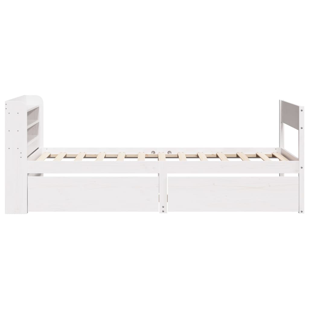 Bedframe zonder matras massief grenenhout wit 90x190 cm