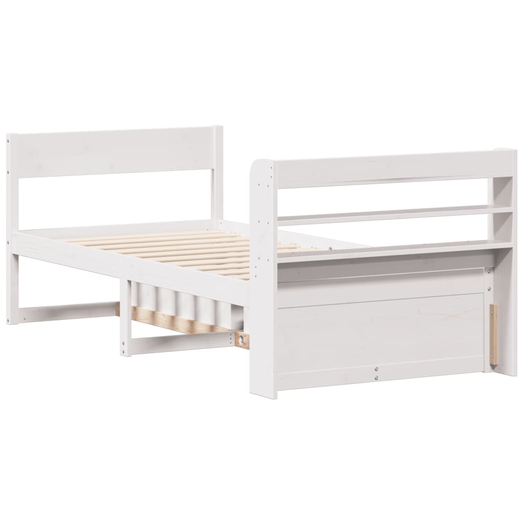 Bedframe zonder matras massief grenenhout wit 90x190 cm