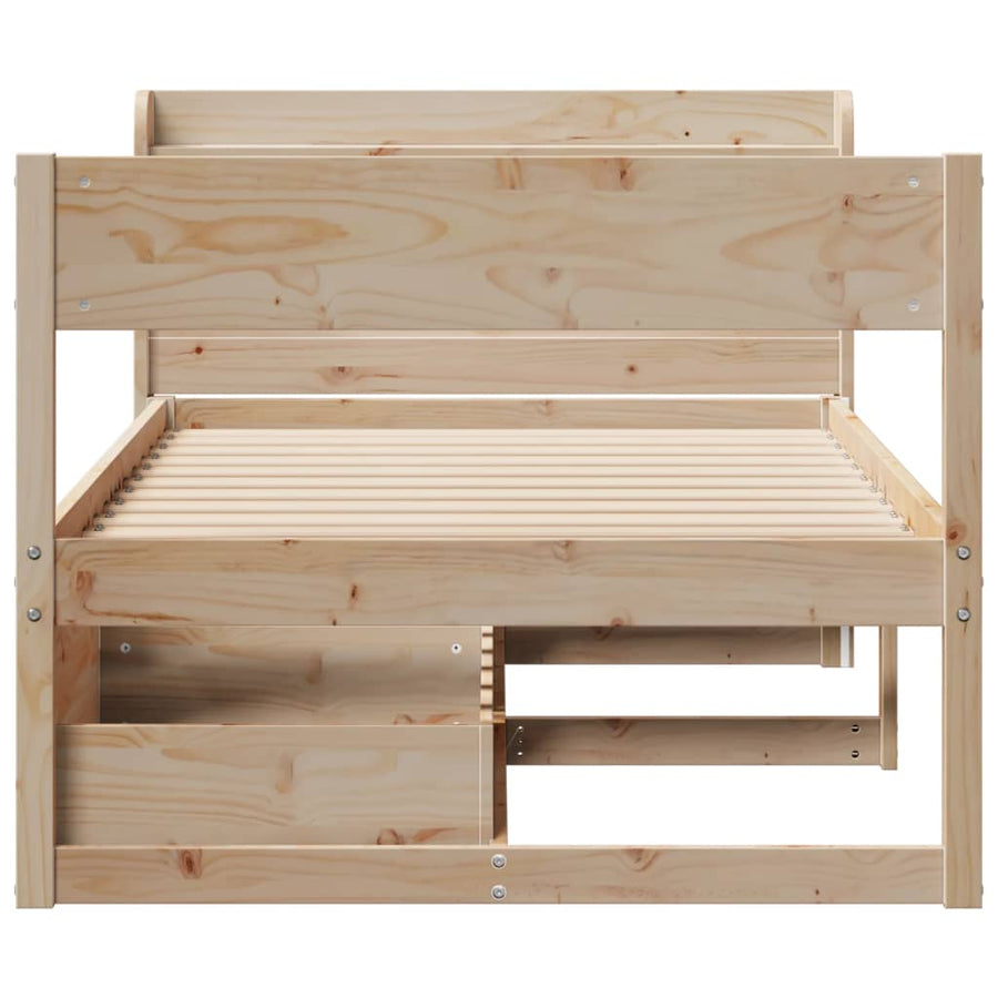 Bedframe zonder matras massief grenenhout 75x190 cm
