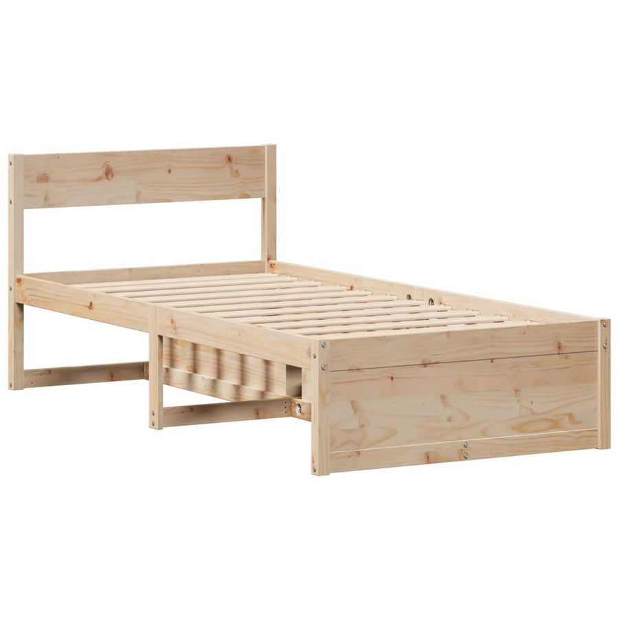 Bedframe zonder matras massief grenenhout 75x190 cm