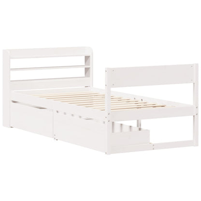 Bedframe zonder matras massief grenenhout wit 75x190 cm