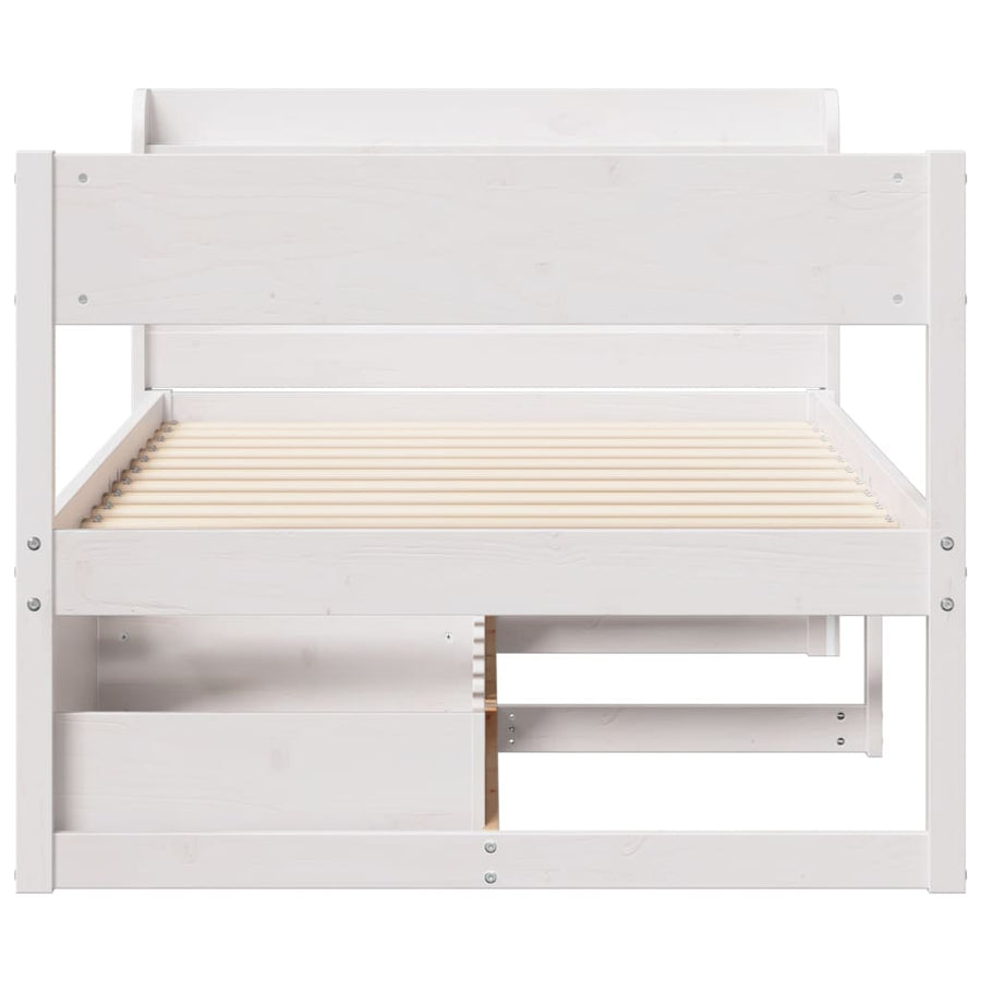 Bedframe zonder matras massief grenenhout wit 75x190 cm