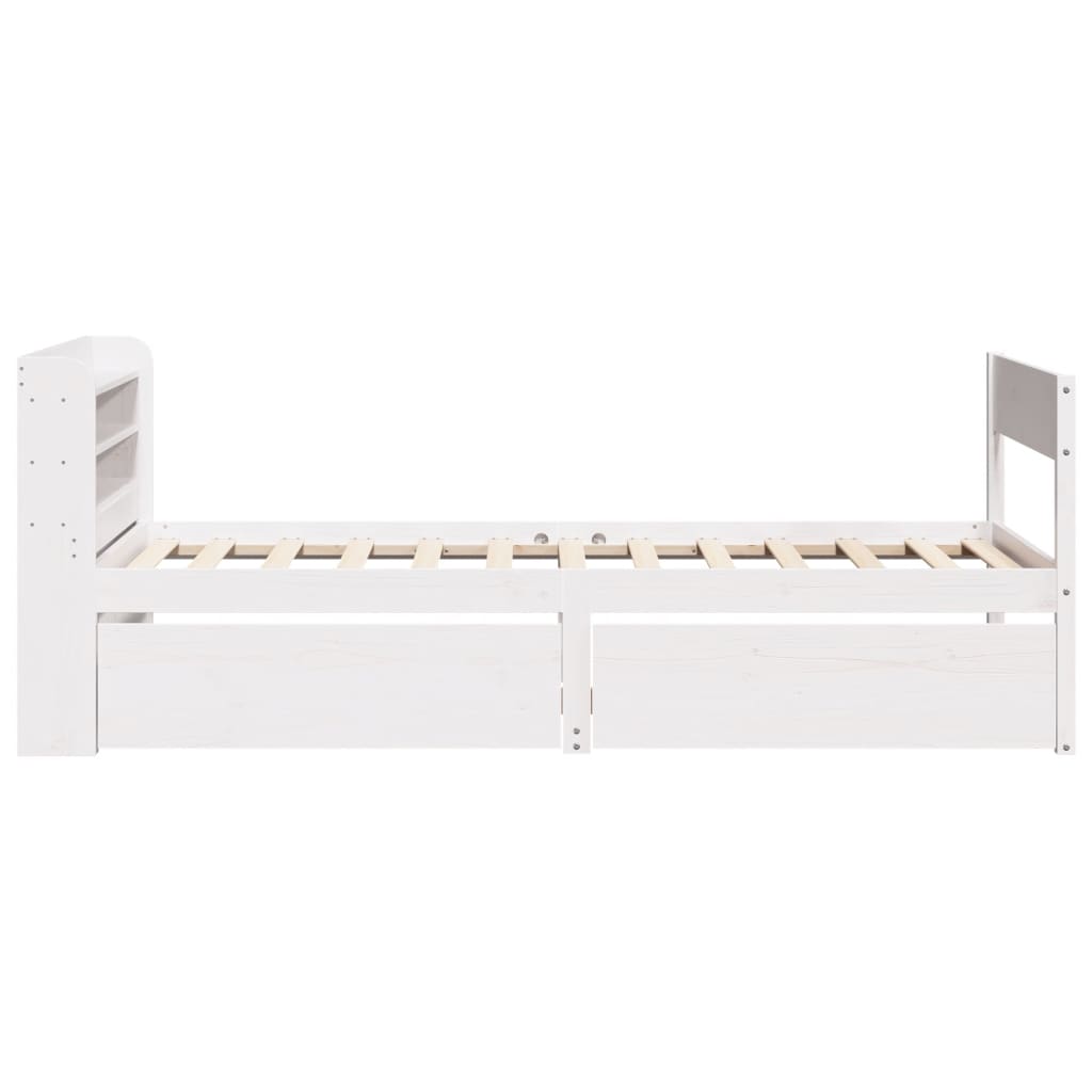 Bedframe zonder matras massief grenenhout wit 75x190 cm