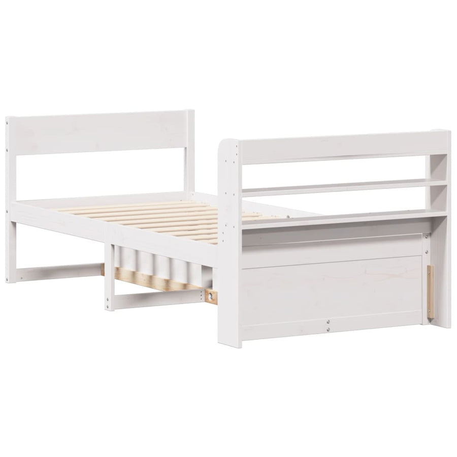 Bedframe zonder matras massief grenenhout wit 75x190 cm