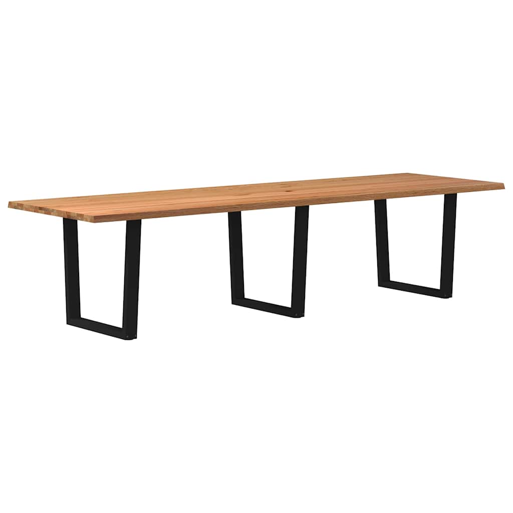 Eettafel met natuurlijke rand 320x100x74 cm massief eikenhout