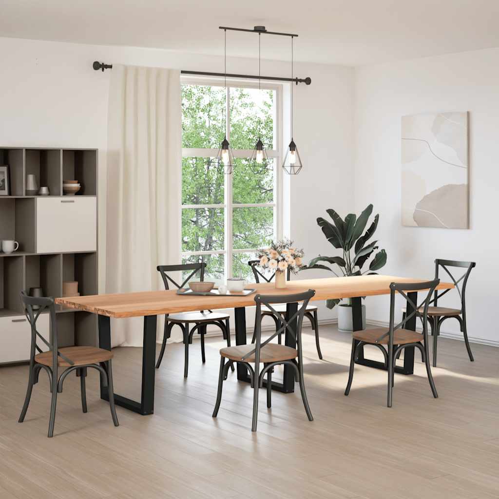 Eettafel met natuurlijke rand 320x100x74 cm massief eikenhout