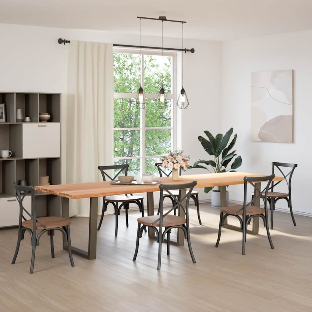 Eettafel met natuurlijke rand 320x100x74 cm massief eikenhout