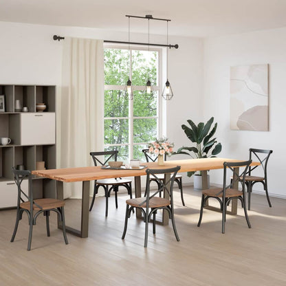 Eettafel met natuurlijke rand 320x100x74 cm massief eikenhout