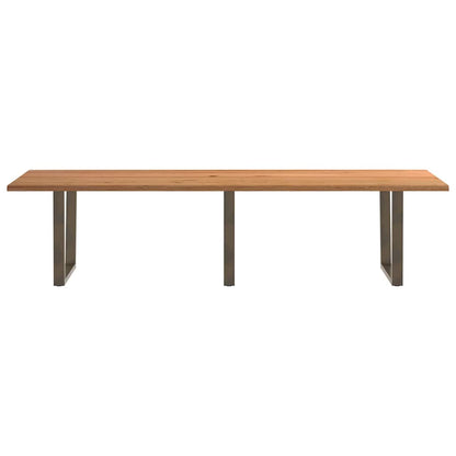 Eettafel met natuurlijke rand 320x100x74 cm massief eikenhout