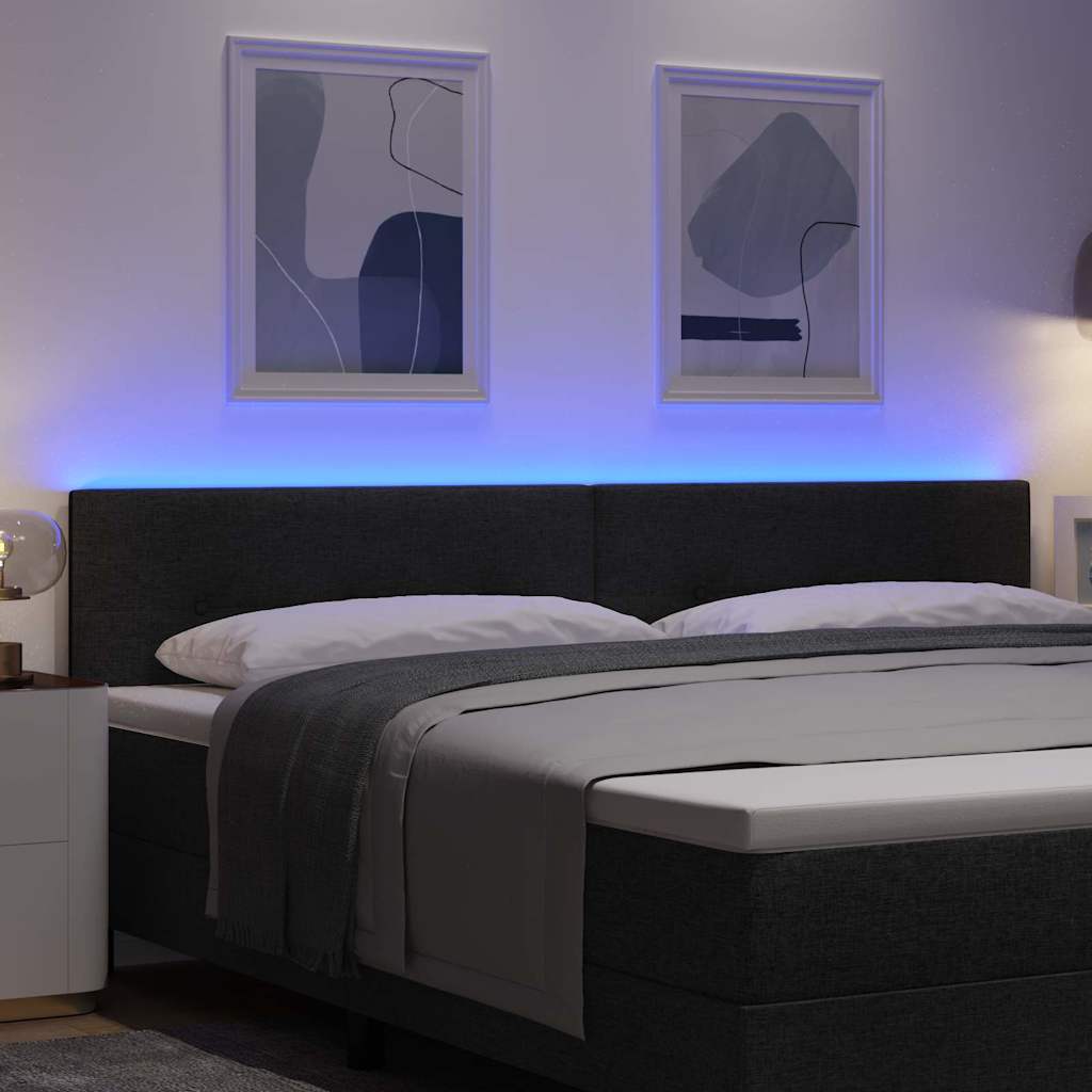 LED Hoofdbord met LED-stripverlichting Zwart 200 cm Stof