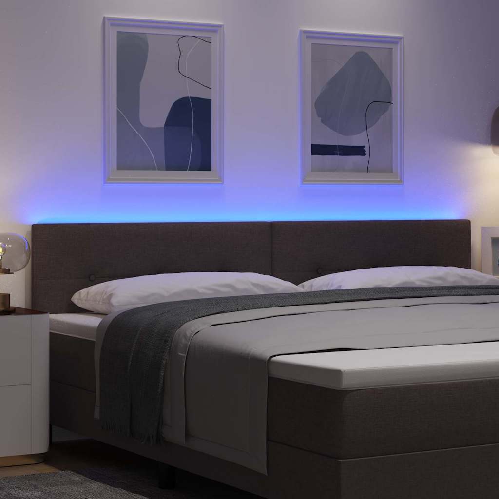 LED Hoofdbord met LED-stripverlichting Donkerbruin 200 cm Stof