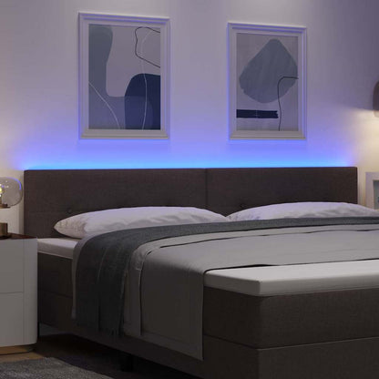 LED Hoofdbord met LED-stripverlichting Donkerbruin 200 cm Stof