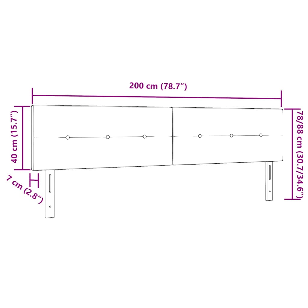 LED Hoofdbord met LED-stripverlichting Donkerbruin 200 cm Stof