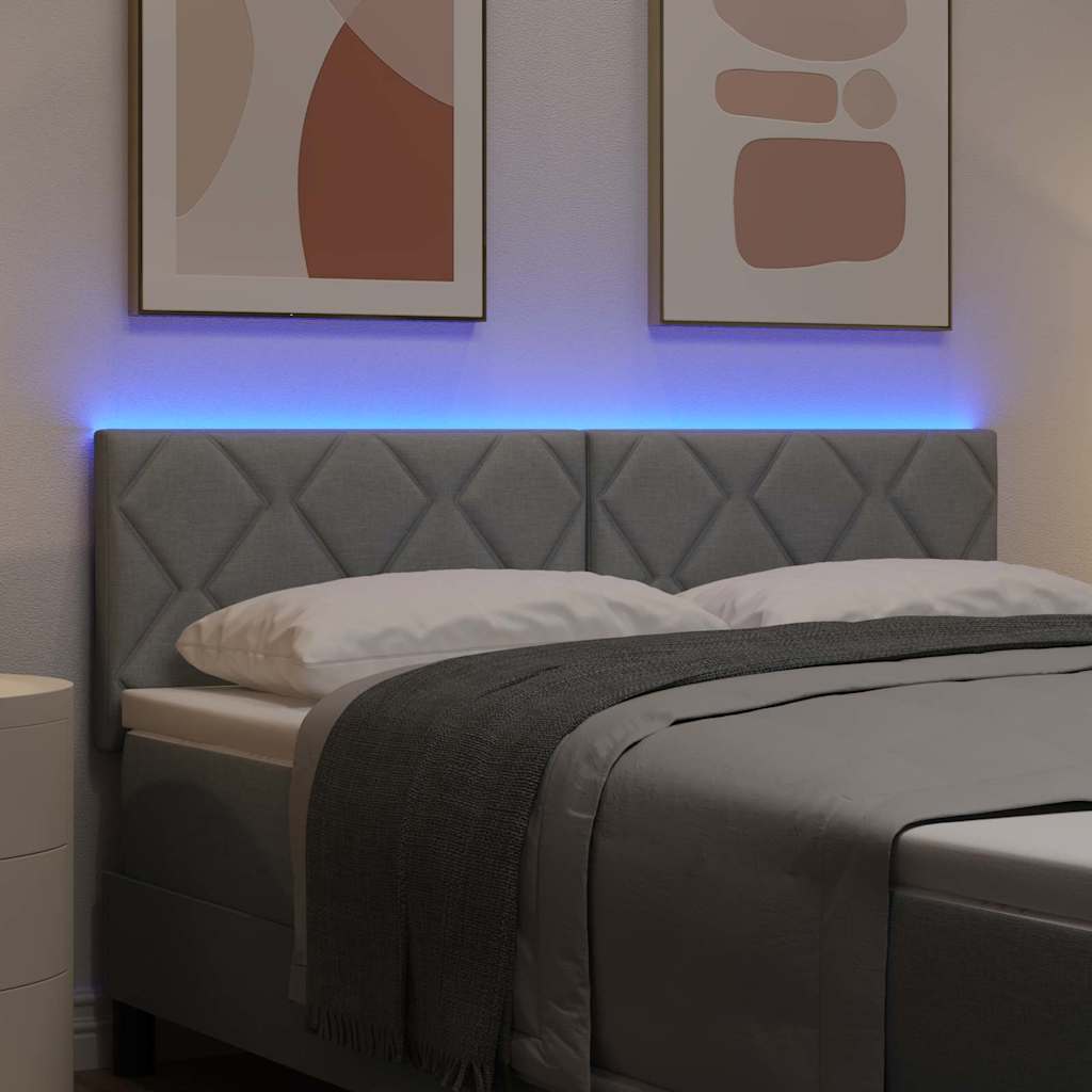 LED Hoofdbord Lichtgrijs 144 cm Stof