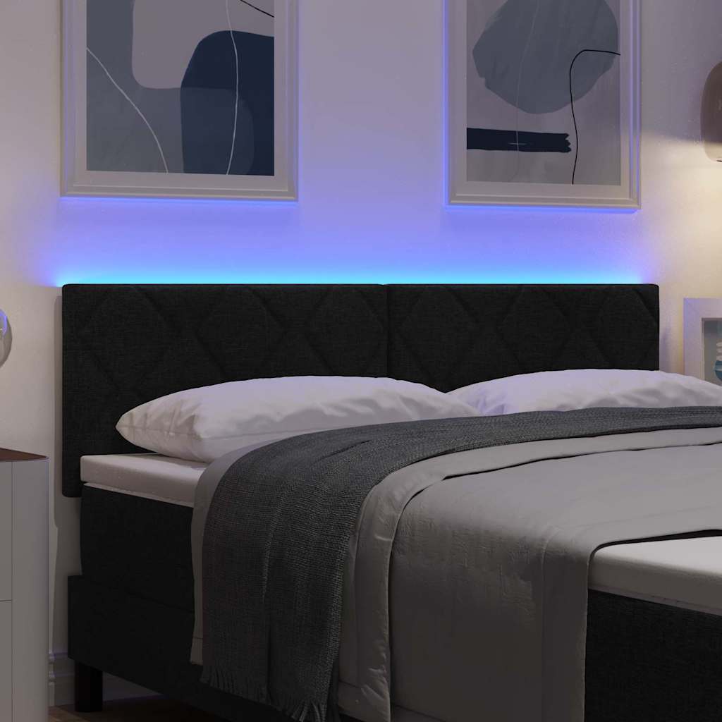 LED Hoofdbord Zwart 144 cm Stof