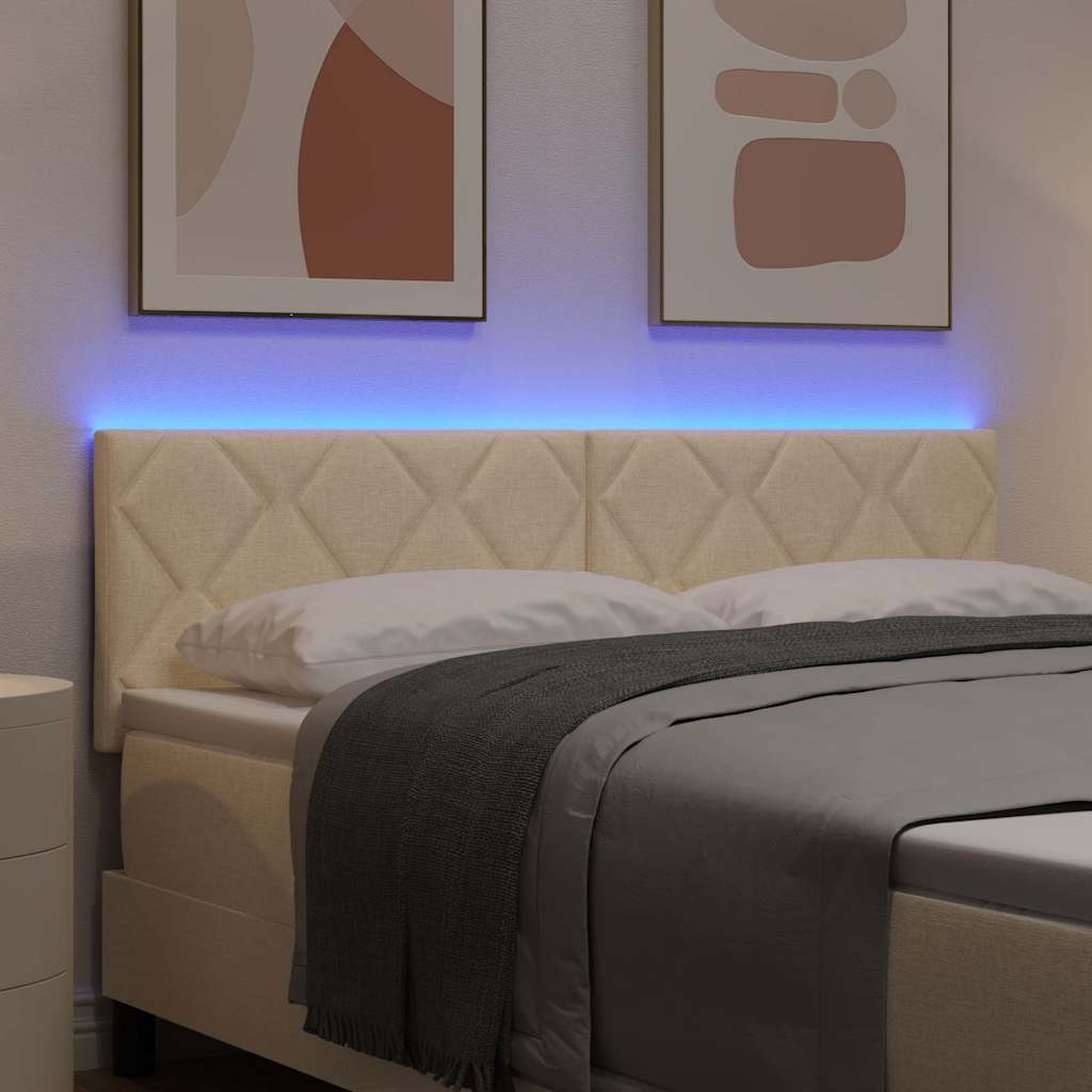 LED Hoofdbord Crème 160 cm Stof