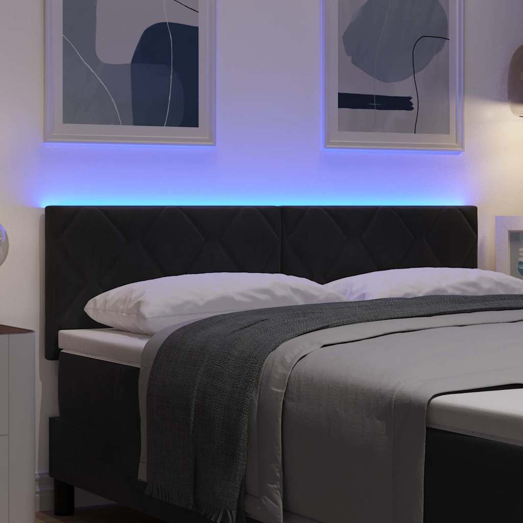 LED Hoofdbord Zwart 160 cm Fluweel