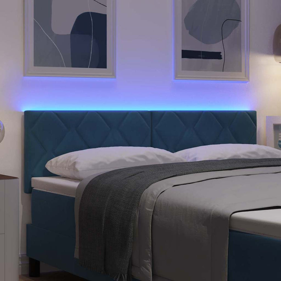 LED Hoofdbord Donkerblauw 160 cm Fluweel