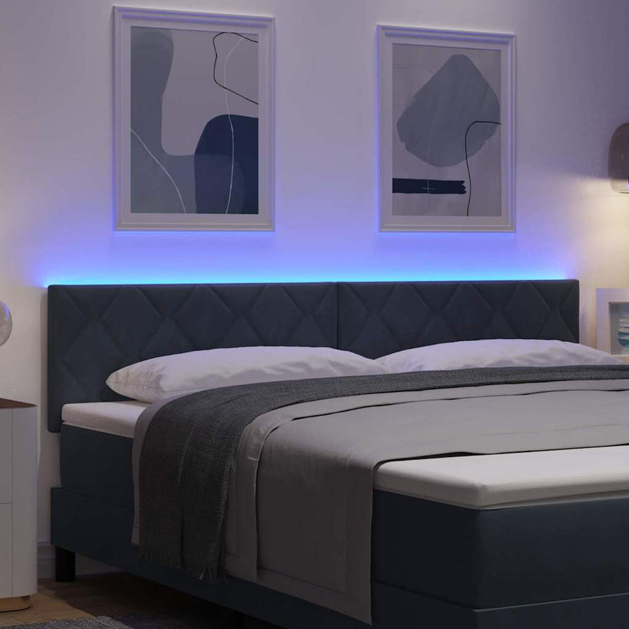 LED Hoofdbord Donkergrijs 180 cm Fluweel