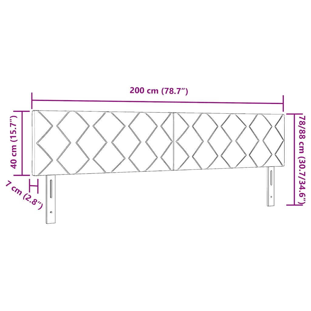 LED Hoofdbord Donkergrijs 200 cm Fluweel