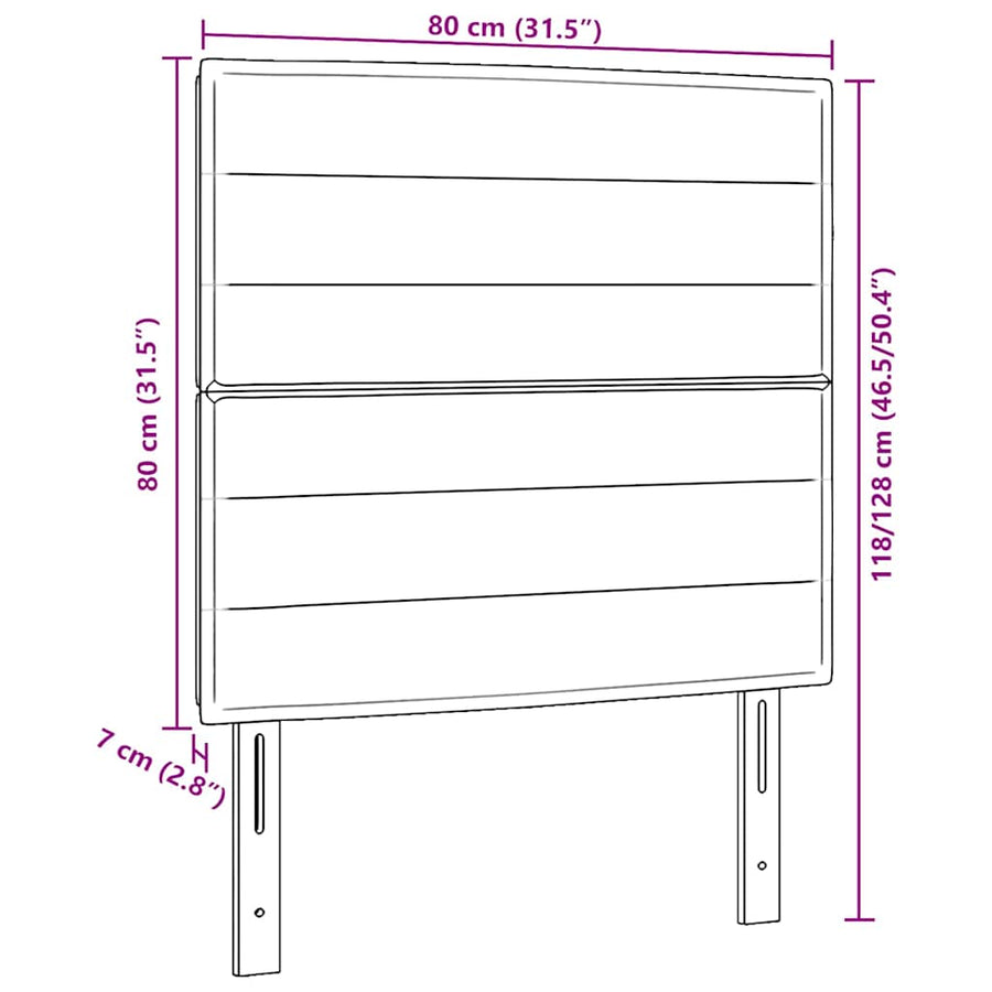 LED Hoofdbord met LED-stripverlichting Donkerbruin 80 cm Stof