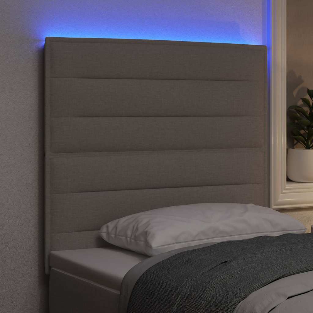 LED Hoofdbord met LED-stripverlichting Taupe 80 cm Stof