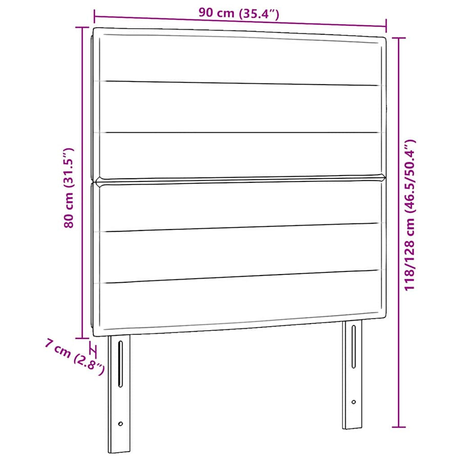 LED Hoofdbord met LED-stripverlichting Lichtgrijs 90 cm Stof